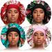 4 Pcs Silky Sleep Bonnet Extra Large Hair Bonnets for Women Hair Care Satin Sleeping Cap Big Bonnets for Curly Hair XL Multicolor
