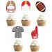 20Pcs American Football Cupcake Topper Rugby Ball Cupcake Topper Super Rugby Sports Theme Cake Decorations For Baby Shower Birthday Party Supplies