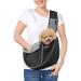 Pawaboo Dog Sling Carrier Dog Papoose with Zipper Touch Pocket Hand Free Breathable Mesh Puppy Carrier Crossbody Satchel Dog Purse with Adjustable Strap for Outdoor Travel Black Medium Black-Pocket Ver. Medium