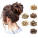 Uleeso 1 PCS Messy Bun Hair Dish Donut Scrunchie Hair Piece Curly Wavy Synthetic Chignon Updo Ponytail Extensions for Women Girls (4# Black Brown)