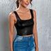 Shop Women s Metallic Crop Top Neckholder Bustier Shiny Black Leather Clubwear Ideal Dance Costume | International Shipping Available - Buy Online on GoSupps.com
