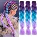 Colorfulpanda 3 pieces ombre jumbo braid art hair 24 inch 100g KanCalon hair braid extensions for crochet twist lichen (darkelila/blue/light purple)