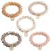 KuuGuu 5 PCS Crystal Pearl Hair Ties Elastic Hair Bands Scrunchies Hair Ropes Ponytail Holders Hair Accessories for Women and Girls