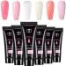 Poly Nail Extension Gel Nail Builder 6 Colors UV Poly Gel Set False Nail Gels Nail Extension Nude Pink Nail Gel Enhancement Crystal Polygel for Beginners Nail Art French Manicure Women (6 Colors)