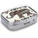 Bohemian Elephant Pattern Pill Box - 2 Compartment Portable Medicine Organizer - Stylish Metal Pill Case for Pocket & Purse - Buy Online on GoSupps.com
