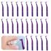 Prasacco 25 pieces of interdental brushes 1 mm L-shaped interdental brush brushes plastic portable interdental brushes with a non-slip handle for tooth cleaning and oral care (purple)