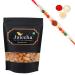 Jaiccha Ghasitaram Rakhi Gifts for Brothers Rakhi Dryfruits - Special Masala Kaju 200 GMS in Black Paper Pouch with Rudraksh Rakhi