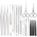 9 Blackhead Remover Pimple Squeezing Tool + 4 Tweezers Set + 2 Beard Scissors Nose Hair Scissors + 4 Earwax Remover Kit  Pimple Set for Nose Face Care