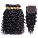 Water Wave Bundles With Closure Human Hair Brazilian Human Hair 3 Bundles with 4x4 Lace Closure Free Part 10A 100% Unprocessed Virgin Water Weave Hair Extensions Natural Color for Black Women (10 12 14+10 closure) 10 12 ...