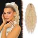 Feshfen ponytail hair part with cord strain long waves braid extension hair extensions synthetics wavy hair extension clip in ponytail for women 45 cm blonde mixed