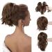 CJL HAIR Claw Clip Short Ponytail Hair Extensions Bendable Metals Messy Bun Hair piece Straight Fake Hairpieces Medium Brown 8 inch