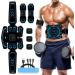 Hongxian abdominal muscle trainer EMS training device abdominal muscle belt abdominal trainer electrically portable muscle stimulator 8 modes & 19 intensities belly trainer training gait