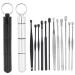 Ear Spoon Tool Set Ear Spoon Stainless Steel Earwax Removalmultifunction Artifact Earwax Remover Kit Scoop Ear Wax Pick Earwax Cleaning Tool(Black+silver)