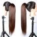 Hair Bun 12-26 Inch Long Ponytail Extended Dark Brown Straight Hair Ponytail Brazilian Real Hair Band Drawstring Hair Slice Wig Hair Extension Hair Piece (Color : Dark Brown Size : 26inches 100g) 26inches 100g Dark Brown - Buy Online on GoSupps.com