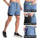Aolesy Men's 2 in 1 Running Shorts - Quick Dry Gym Athletic Shorts with Pockets - Blue (Medium) - Buy Online on GoSupps.com