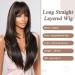 Allbell Long Black Wig with Bangs for Black Women - Natural Smooth Black & Blonde Synthetic Hair 2082-1 - Buy Online on GoSupps.com