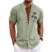 Shop Rosennie Men's Hawaii Shirt - Stand-Up Collar Short Sleeves Oversized Mint Green Beach Shirt | Perfect for Summer Vacations - Buy Online on GoSupps.com