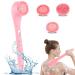 SUUWEE Silicone Body Brush Electric Body Brush Set Spin Skin Brush with 3 Brush Heads USB Rechargeable Scrubber Shower Brush with Long Handle Deep Cleaning Relaxing for Women Men(Pink)