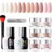 Gellen Dip Powder Nail Kit Starter, 6 Colors Nudes Skin Tone, Acrylic Dipping Powder System Liquid Set - with Base & Top Coat/Activator/Brush Saver/ 12 Pcs, for French Nail Art Manicure DIY Salon Classic Nudes