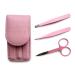 Precision Stainless Steel Eyebrow Tweezers Set In Pointed And Slanted Tip Curved Brow Scissors Comes With Pink Travel Case