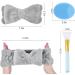 4Pack Spa Headband MORGLES Facial Makeup Headband Bowknot Elastic Headband with Face Scrubber& Face Mask Brush for Women Washing Face and Skincare (Gray White Black Blue) Style 2 - Buy Online on GoSupps.com