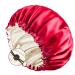 Auban Large Bonnet Sleep Cap Hair Wrap for Curl  Double Layer Satin Lined Bonnet for Sleeping Adjustable Elastic Lace Band Large Hair Silk Wrap for Women Hair Care (Red)