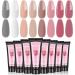 TopDirect Poly Nail Gel 8 * 15 ml Poly Nail Extension Gel White Red Nude Grey Nail Thickening Builder Gel Acrylic Nail Set Nail Art at Home Gift for Women Pink