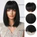 Oufei Black Bob Wig with Ponytail | Synthetic Hair Wigs for Women | Perfect for Cosplay & Daily Use (1052-1) - Buy Online on GoSupps.com