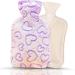 Heat bottle with cover heat bottle made of soft fur outlet -proof hot water bottle 1L removable and washable keeps your hands and feet warm relieves pain suitable for children and adults (C)