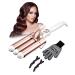 CkeyiN 3 Barrel Hair Waver 32mm Professional Hair Crimper for Long Hair 16 Temperatures Adjustable Fast Heating Waver Curling Wand for Women Rose Gold