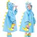 Kids Raincoats for Girls Boys Waterpoof Rainsuit Toddler Poncho 3D Cartoon Children Rainwear L Size L/110-125 CM Dinosaur