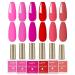LanFo 6 Colors Gel Nail Polish Set, Pink Gel Polish Red Nail Polish Set Spring Summer Collection UV LED Soak Off DIY Nail Art Manicure at Home Red Pink