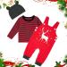 Infant Baby Boys Clothing Set | Newborn Cotton Romper Outfit | 3pcs Suit with T-shirt, Dungarees, and Hat | Red | 0-3 Months - Buy Online on GoSupps.com