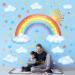 DECOWALL SG3-2314 Large Rainbow Wall Stickers Sun Clouds Decals Removable for Baby Kids Nursery Girls Bedroom Living Room Wall D cor