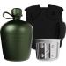 BaHoki Essentials Aluminum Canteen with Cover and Cup - Military Style Water Bottle Kit for Outdoor Camping, Backpacking, Hiking - Black - Buy Online on GoSupps.com