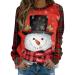 Women's Christmas Sweatshirts Cute Snowman Penguin Print O-Neck Raglan Top Shirt Pullover Comfy Warm Xmas Jumper Winter Long Sleeve Tops Loose Tunic Top Sweaters Red XL
