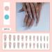 48pcs (2pack) Long Press On Nails with Green Wave Print French Ballerina Fake Nail Tips DIY Arylic False Nail Tips Press-on False Nails for Women and Girls - Buy Online on GoSupps.com