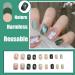 QINGGE Green Camellia Flower Press On Nails - 24Pcs Short Square Glossy False Nails with Gold Line, Glue On Acrylic Summer Design for Women - Buy Online on GoSupps.com