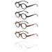 JM Set of 5 Round Reading Glasses Spring Hinge Readers Women Men Eyeglasses for Reading +2.25 (2 Black & 2 Tortoise & 1 Clear)