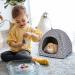 Hioph Guinea Pig Bed House Cozy Hamster Rabbit Bed with Removable Pad Warm Sleeping House Samll Animal Hideout for Guinea Pig Hamster Rabbit Hedgehog Chinchilla(Gray Star Pattern) - Buy Online on GoSupps.com