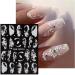 JMEOWIO 3D Embossed Black White Flower Nail Art Stickers Decals Self-Adhesive 5D Leaves Line Nail Supplies Nail Art Design Decoration Accessories 4 Sheets - Buy Online on GoSupps.com