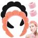 Spa Headband for Washing Face Makeup Headband Bubble Skincare Headbands with Face Wash Wristbands Terry Cloth Headband Soft Puffy Headband for Women Gifts Black+Orange