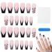 2Pcs Long False Nails With Glue | Press On Nails Kit | 24 Pieces Press on Medium Length Nails Usable False Nails with Jelly Glue Adhesive and Nail File Generic Tools