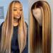 Dixtefo Highlight HD Transparent Lace Front Wigs Human Hair For Black Women Pre Plucked 150% Density 9A Brazilian Straight T-Part Lace Closure Wig(16 Inch) 16 Inch 4/27 Straight Wig