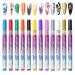Set - 0.7mm Tip 12 Colors Quick Drying 3D Graffiti Nail Pens | Professional Doodle Nail Kit for Acrylic Nails Natural Nails Gel Nails Aezon
