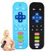 Baby Teether Toys  Silicone Baby Teething Toys 0-6 Months  Remote Control Teething Toys for Babies 6-12 Months  Infant Baby Teether Toys BPA Free Blue+Black