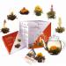 Creano tea blower gift set - blooming with 500 ml of glass jugs & 6x black & white tea + 1x tealini black tea bonus ball - 8 partly black/white + bonus