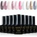 Yueshop Glitter Gel Nail Polishes Set- 10 Pack Nude Pink Soak Off UV LED Nail Manicure Kit Cured Gel Needed DIY Home Salon Nail Art Nude Pink Glitter - Buy Online on GoSupps.com