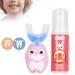 U-shaped head toothbrush soft pebbles brush head children's toothbrush cartoon toothbrush children kids electric toothbrushes for toothbrush holder toddlers (mousse 60ml) (pink)