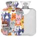 Naanle cartoon cats hot water bottle with reference transparently warm water bottle 1l hot hot water bottle for pain relief hot and cold therapy bed hand feet warmer